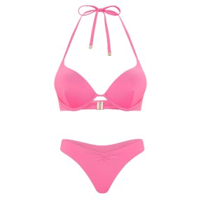 Купальник Bombshell Add-2-Cups Push-Up Top Cinched Thong Bikini Bottom Bombshell Pink