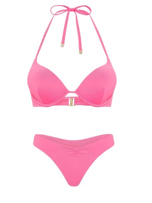 Купальник Bombshell Add-2-Cups Push-Up Top Cinched Thong Bikini Bottom Bombshell Pink