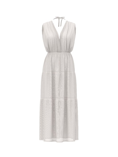 Платье Beachwear Plunge Tiered Maxi Dress от Victoria's Secret цвета Coconut White