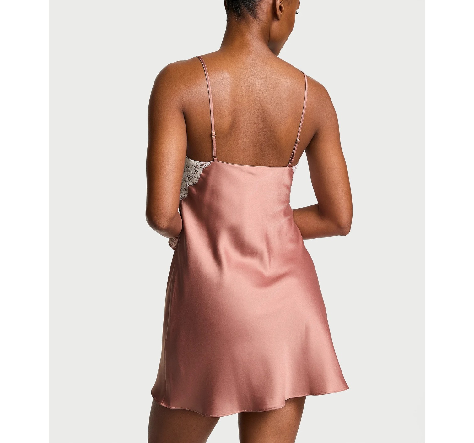 Пеньюар Satin Lace-Trim Short Slip Dress Antique Rose