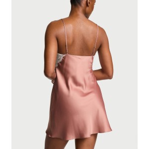 Пеньюар Satin Lace-Trim Short Slip Dress Antique Rose