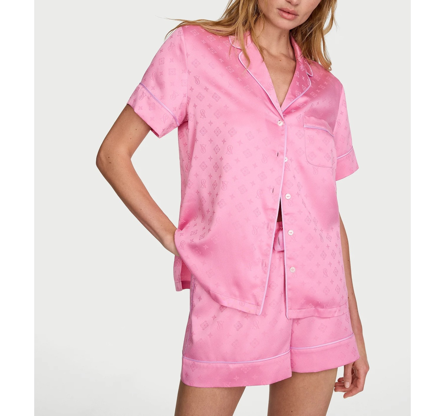 Пижама Signature Satin Short Pajama Set Pink Sugar