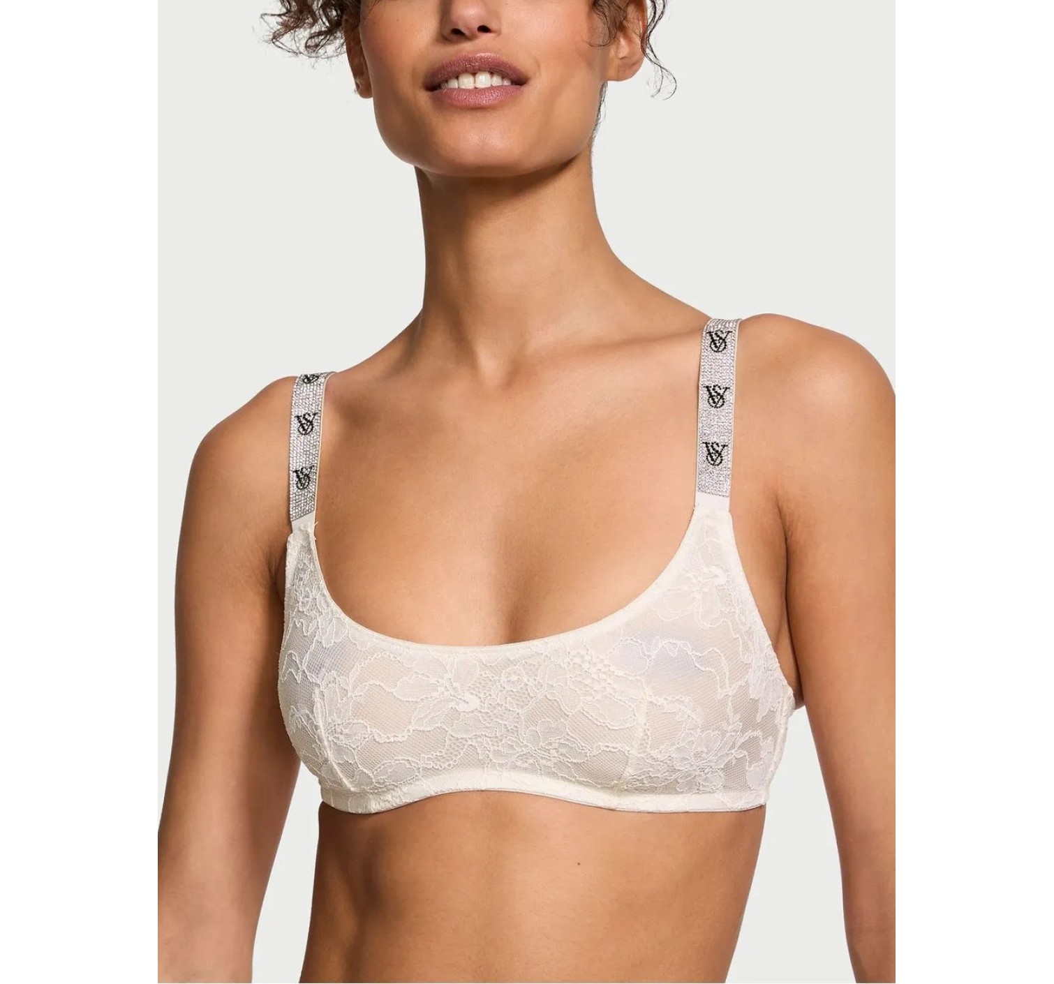 Бюстгальтер-топ Shine Strap Lace Bralette Coconut White Set