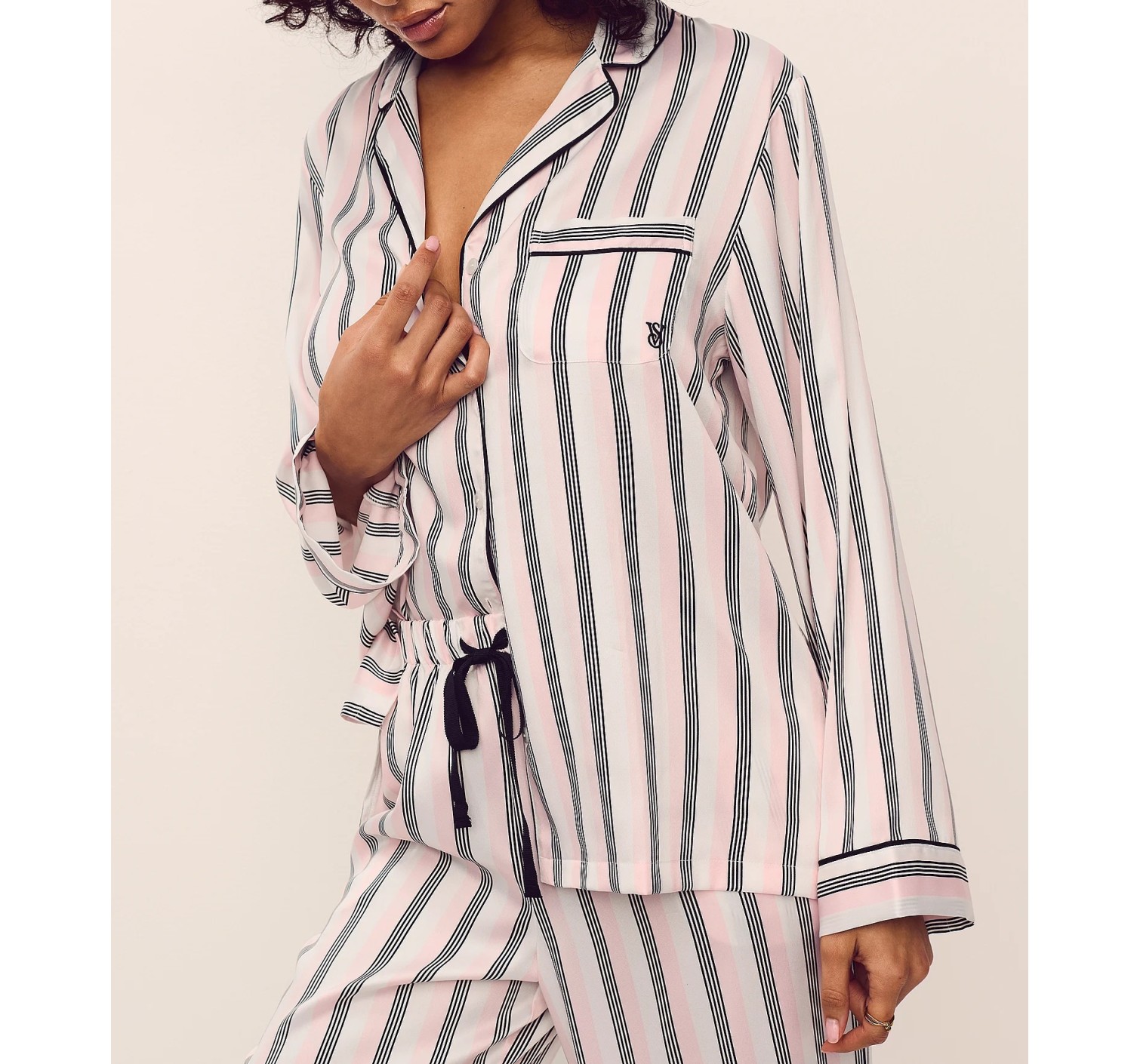 Пижама Signature Satin Long Pajama Set Angel Pink Stripes
