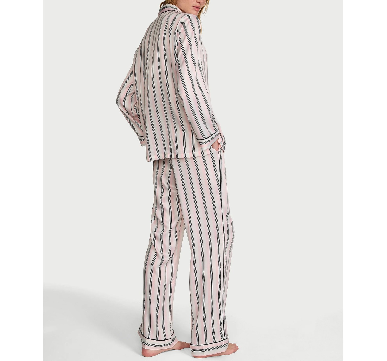 Пижама Signature Satin Long Pajama Set Angel Pink Stripes