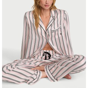 Пижама Signature Satin Long Pajama Set Angel Pink Stripes
