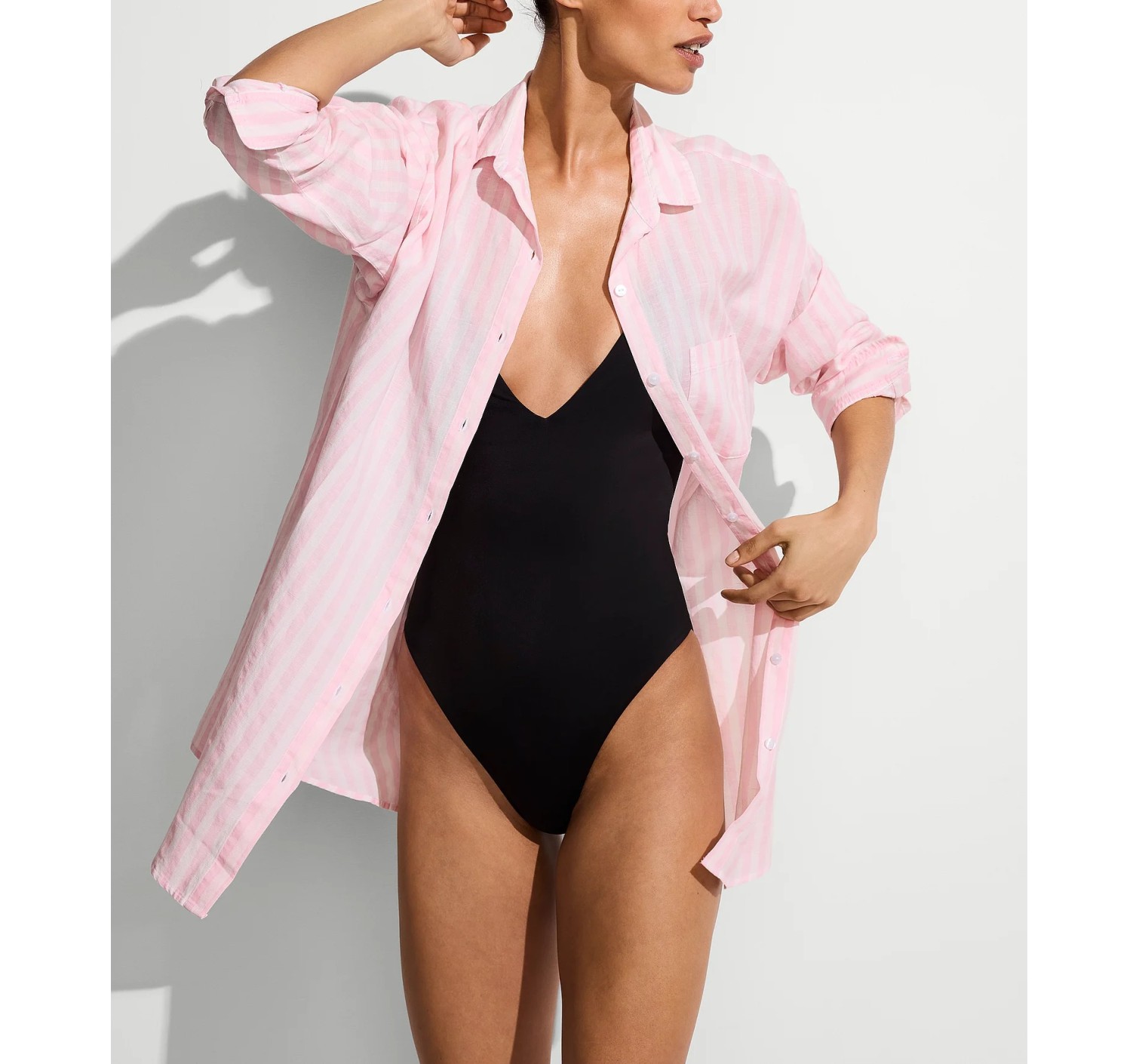 Удлиненная рубашка Heritage Stripe Linen Boyfriend Shirt Dress