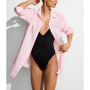 Удлиненная рубашка Heritage Stripe Linen Boyfriend Shirt Dress