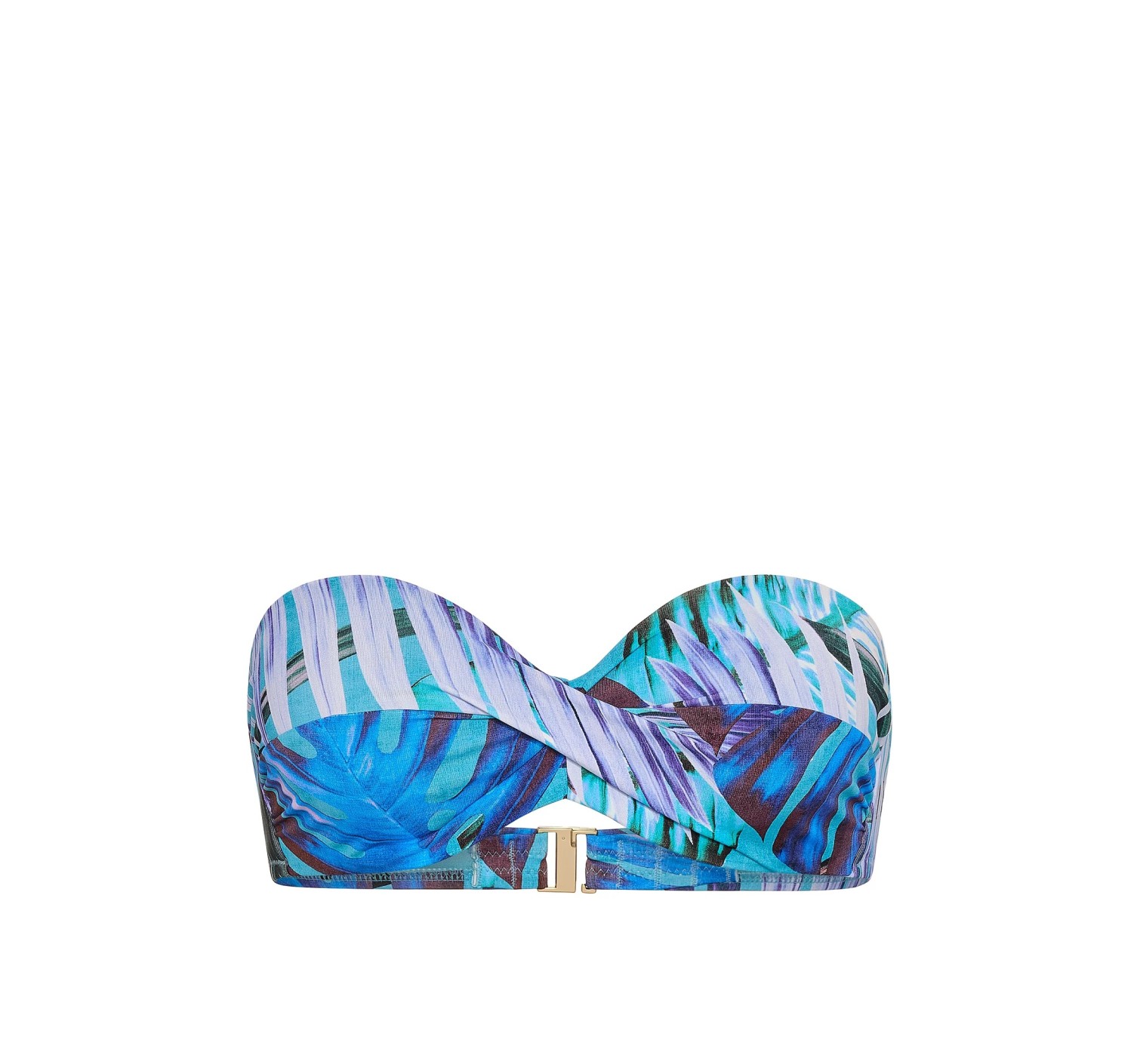Купальник Twist Push-Up Bandeau Top Side-Sash Cheeky Bikini Bottom Blue Palms