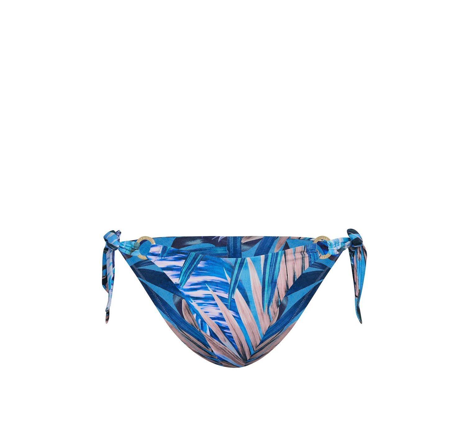 Купальник Twist Push-Up Bandeau Top Side-Sash Cheeky Bikini Bottom Blue Palms