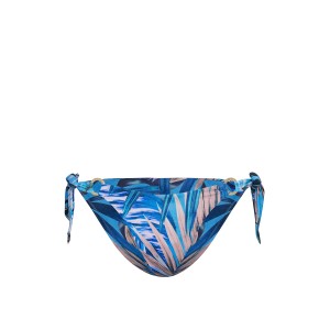 Купальник Twist Push-Up Bandeau Top Side-Sash Cheeky Bikini Bottom Blue Palms