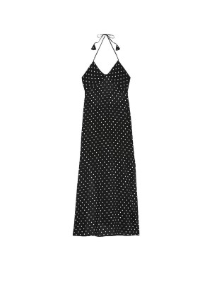 Платье Beachwear Halter Maxi Dress Black Dot