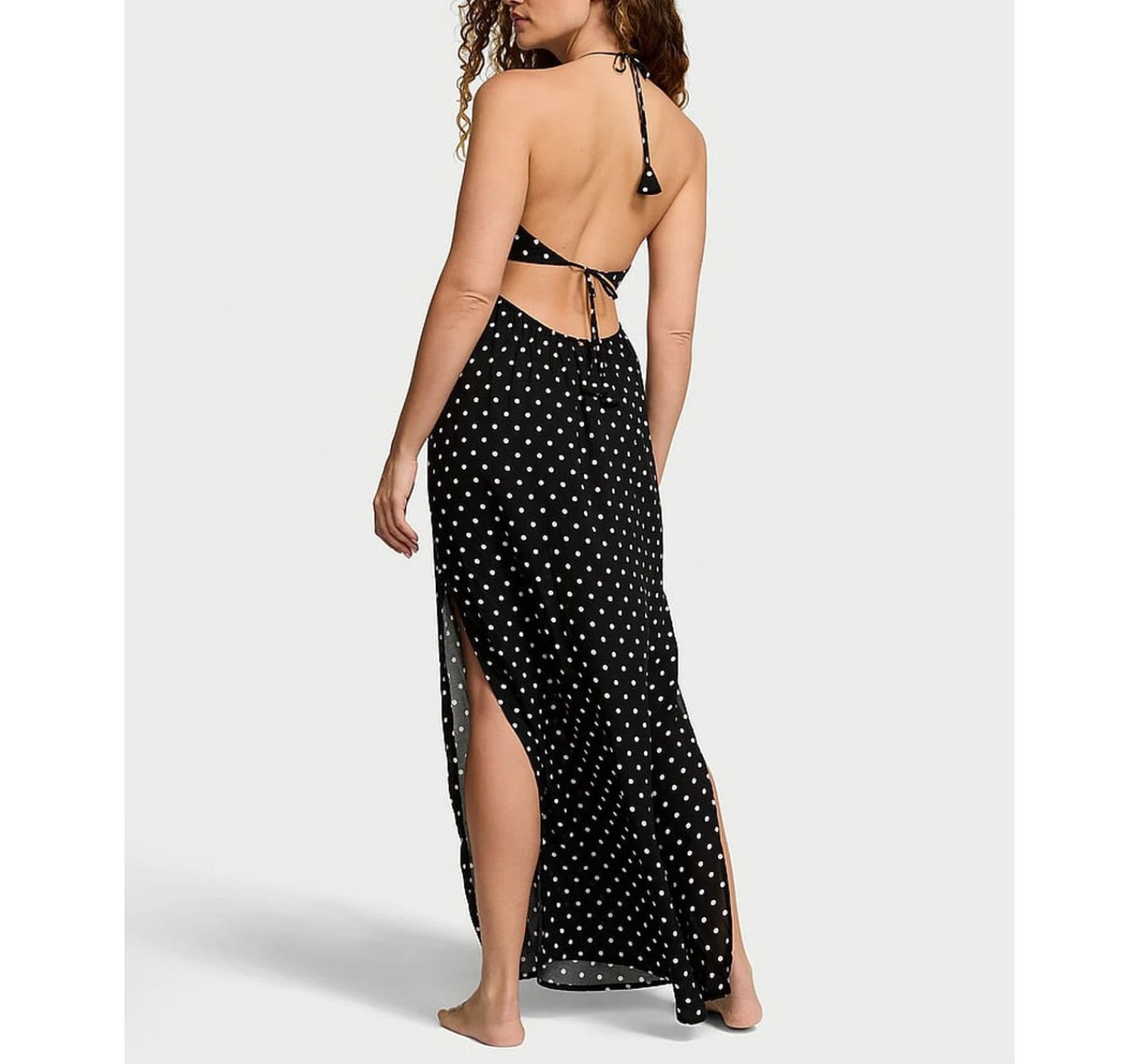 Платье Beachwear Halter Maxi Dress Black Dot