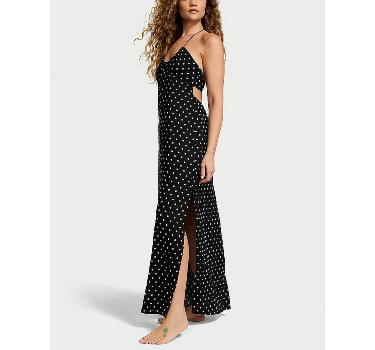 Платье Beachwear Halter Maxi Dress Black Dot