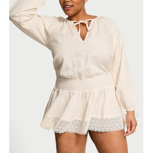 Платье Beachwear Linen Lace-Trim Dress Candlelight
