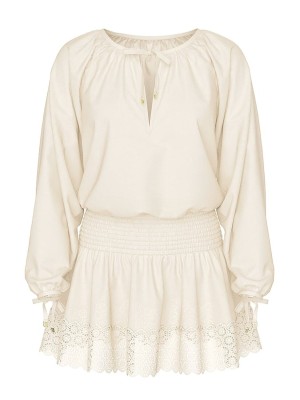 Платье Beachwear Linen Lace-Trim Dress Candlelight