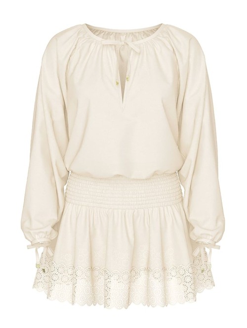Платье Beachwear Linen Lace-Trim Dress Candlelight
