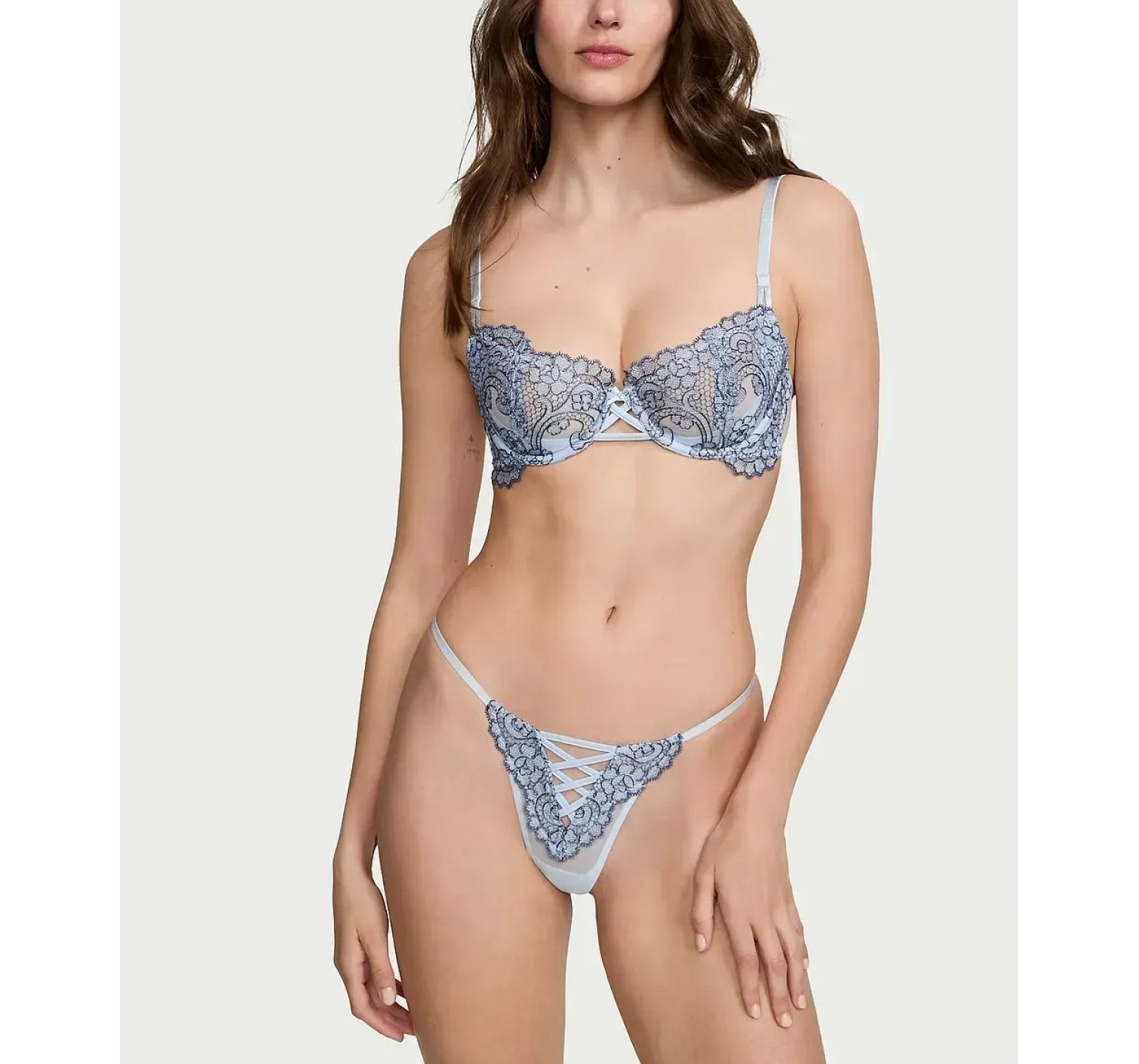 Комплект белья Unlined Balcony Boho Floral Set Blue Faded Denim