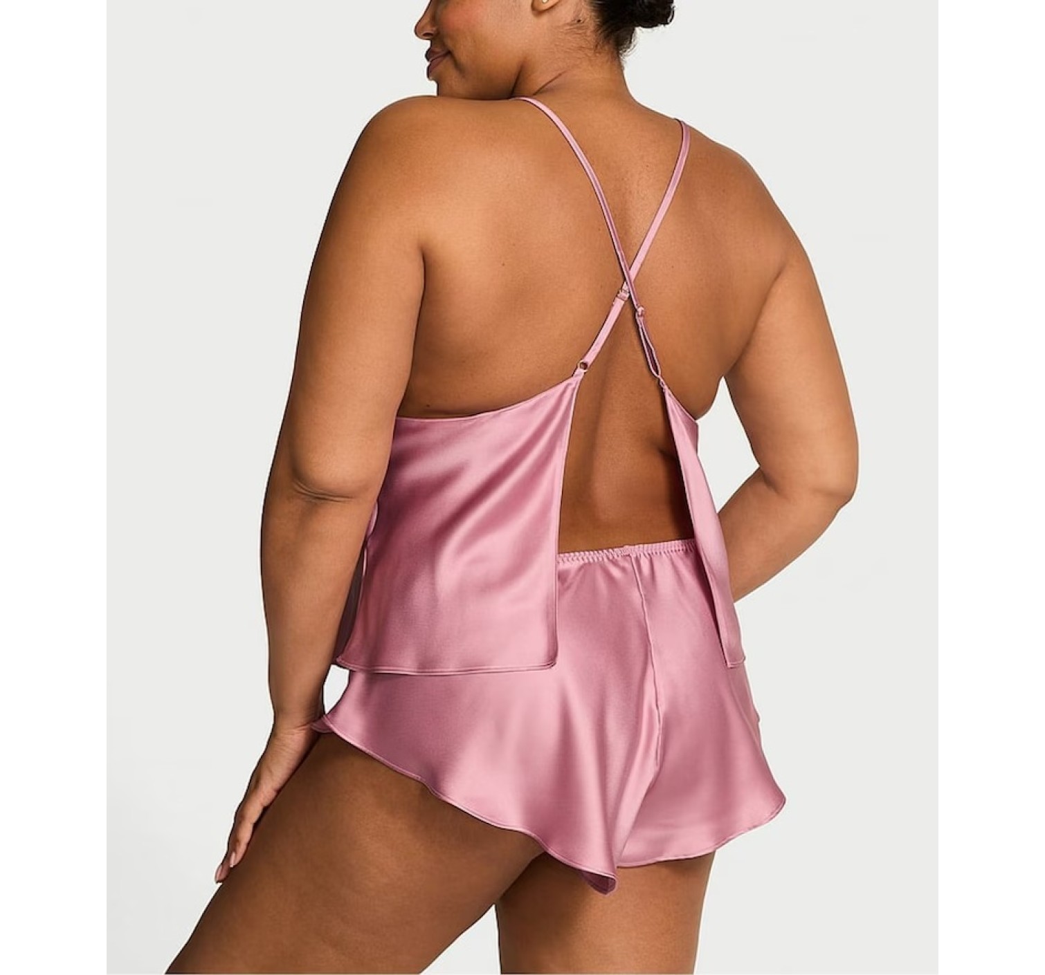 Пижама Satin Open-Back Cami & Shorts Set Dusk Mauve Pink