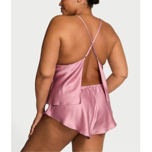Пижама Satin Open-Back Cami & Shorts Set Dusk Mauve Pink