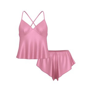 Пижама Satin Open-Back Cami & Shorts Set Dusk Mauve Pink