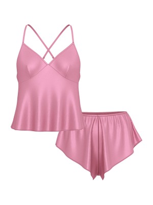 Пижама Satin Open-Back Cami & Shorts Set Dusk Mauve Pink