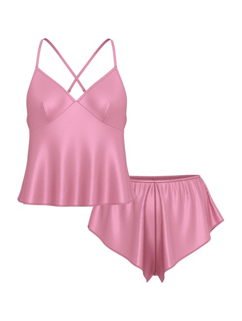 Піжама Satin Open-Back Cami & Shorts Set Dusk Mauve Pink