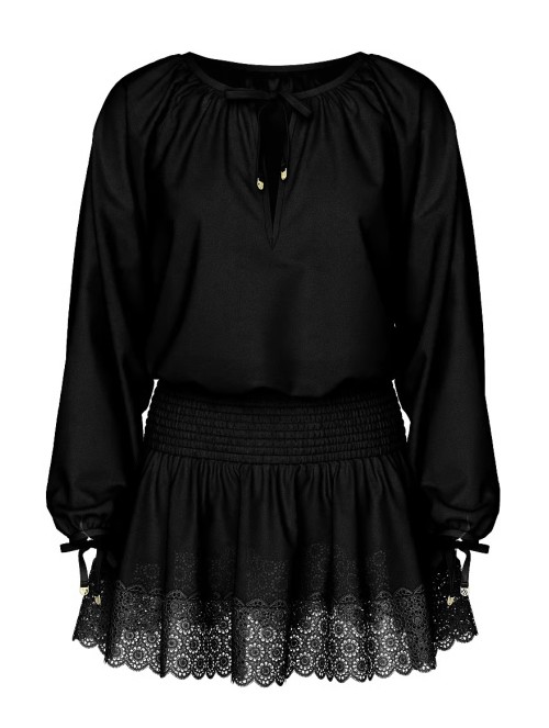 Платье Beachwear Linen Lace-Trim Dress Black