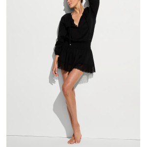 Платье Beachwear Linen Lace-Trim Dress Black