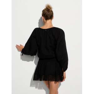Платье Beachwear Linen Lace-Trim Dress Black