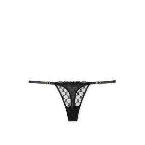 Набор трусики+чулки Logo Embroidery Thong Panty Black Set