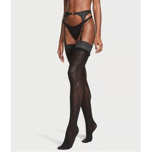Набор трусики+чулки Logo Embroidery Thong Panty Black Set