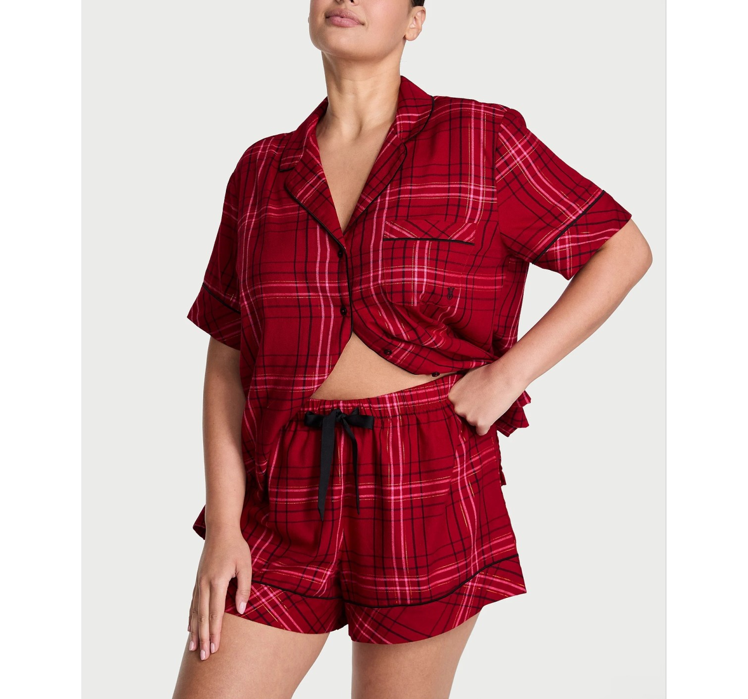 Піжама Flannel Short Pajama Set Rose Garden Plaid