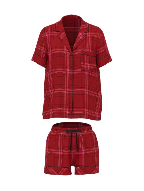Піжама Flannel Short Pajama Set Rose Garden Plaid