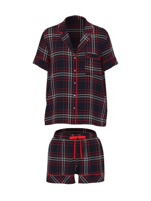 Пижама Flannel Short Pajama Set Black Red Plaid