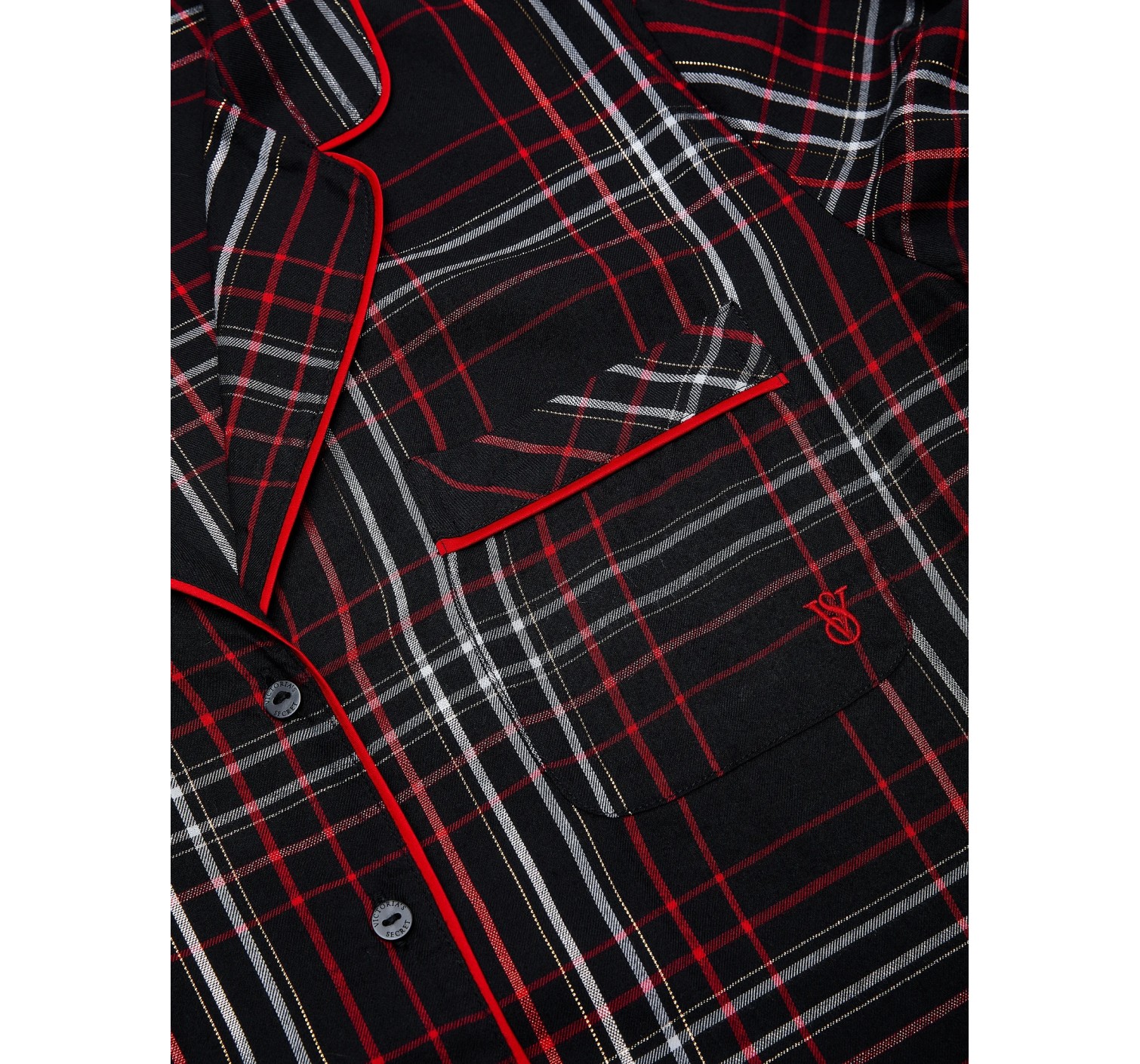 Пижама Flannel Short Pajama Set Black Red Plaid