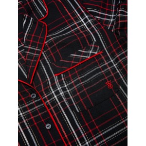 Пижама Flannel Short Pajama Set Black Red Plaid