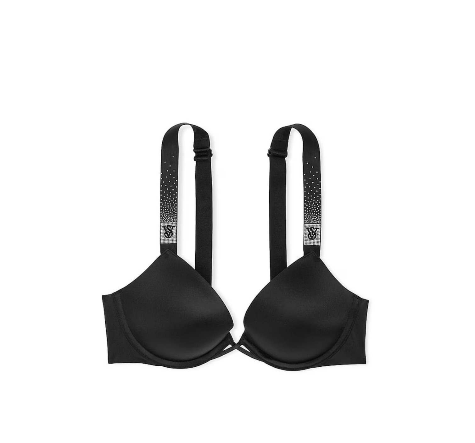 Комплект Push Up Scattered Shine Strap Bra Thong Set Black