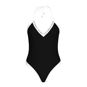 Сплошной купальник Iconic Logo Plunge One-Piece Swimsuit Black