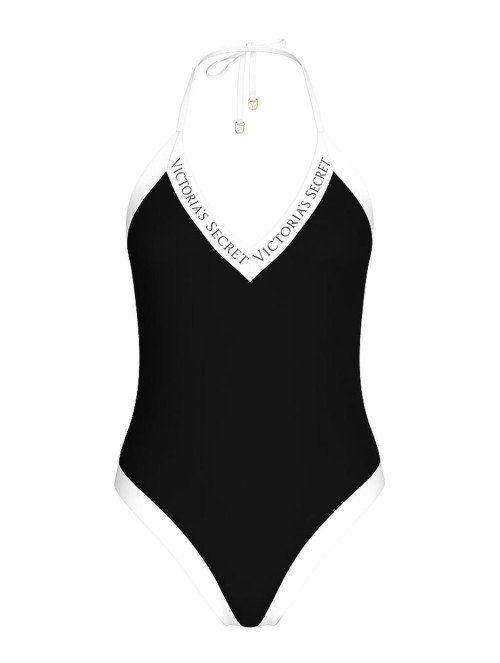 Суцільний купальник Iconic Logo Plunge One-Piece Swimsuit Black