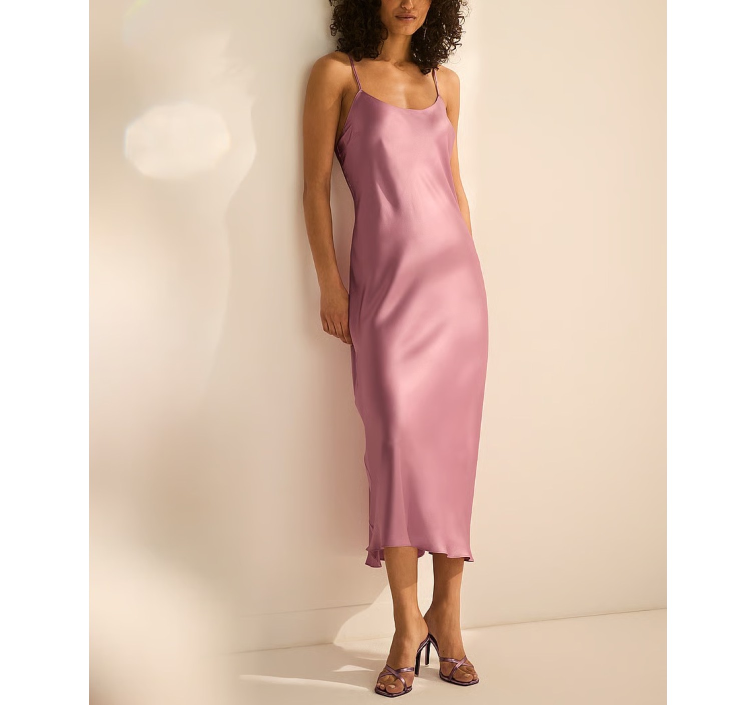 Пеньюар Midi Satin Open Back Slip Pink Dusk Mauve