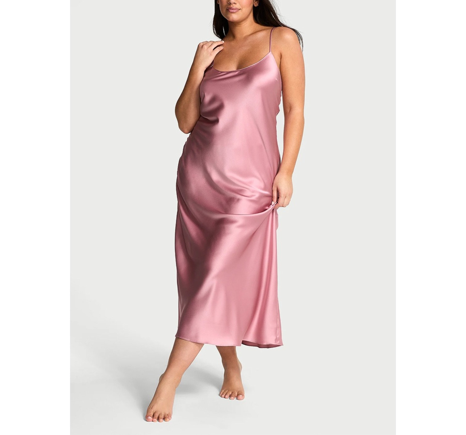 Пеньюар Midi Satin Open Back Slip Pink Dusk Mauve