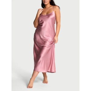 Пеньюар Midi Satin Open Back Slip Pink Dusk Mauve