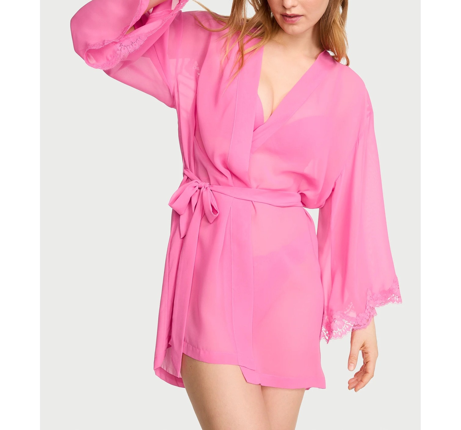 Шифоновий халат Chiffon & Lace Short Robe Rose Garden