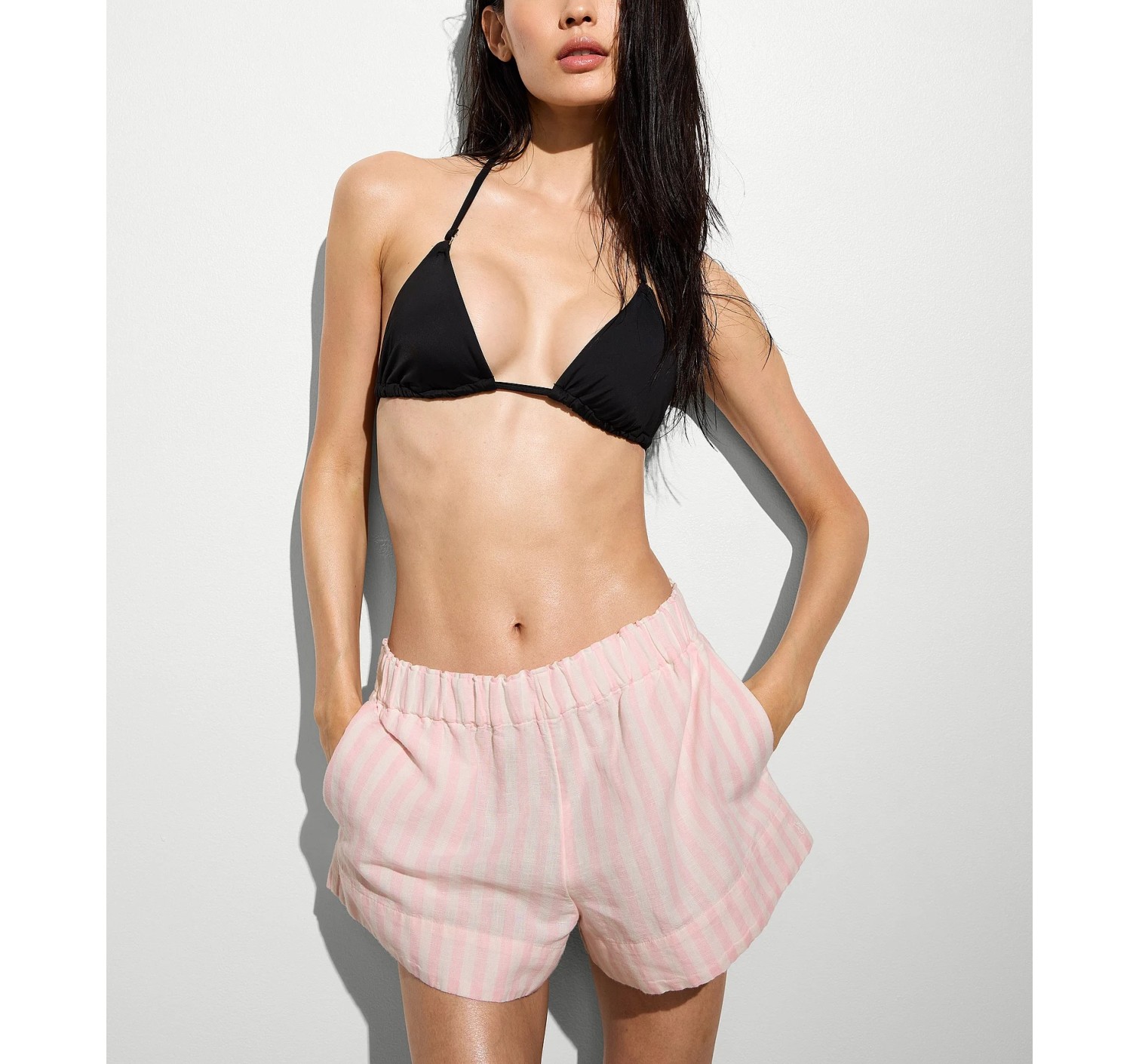 Пляжний костюм Beachwear Heritage Stripe Linen Boxy Short-Sleeve Top Shorts Iconic Stripe