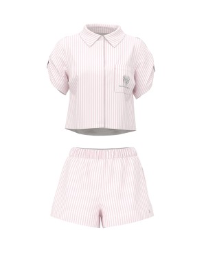 Пляжный костюм Beachwear Heritage Stripe Linen Boxy Short-Sleeve Top Shorts Iconic Stripe