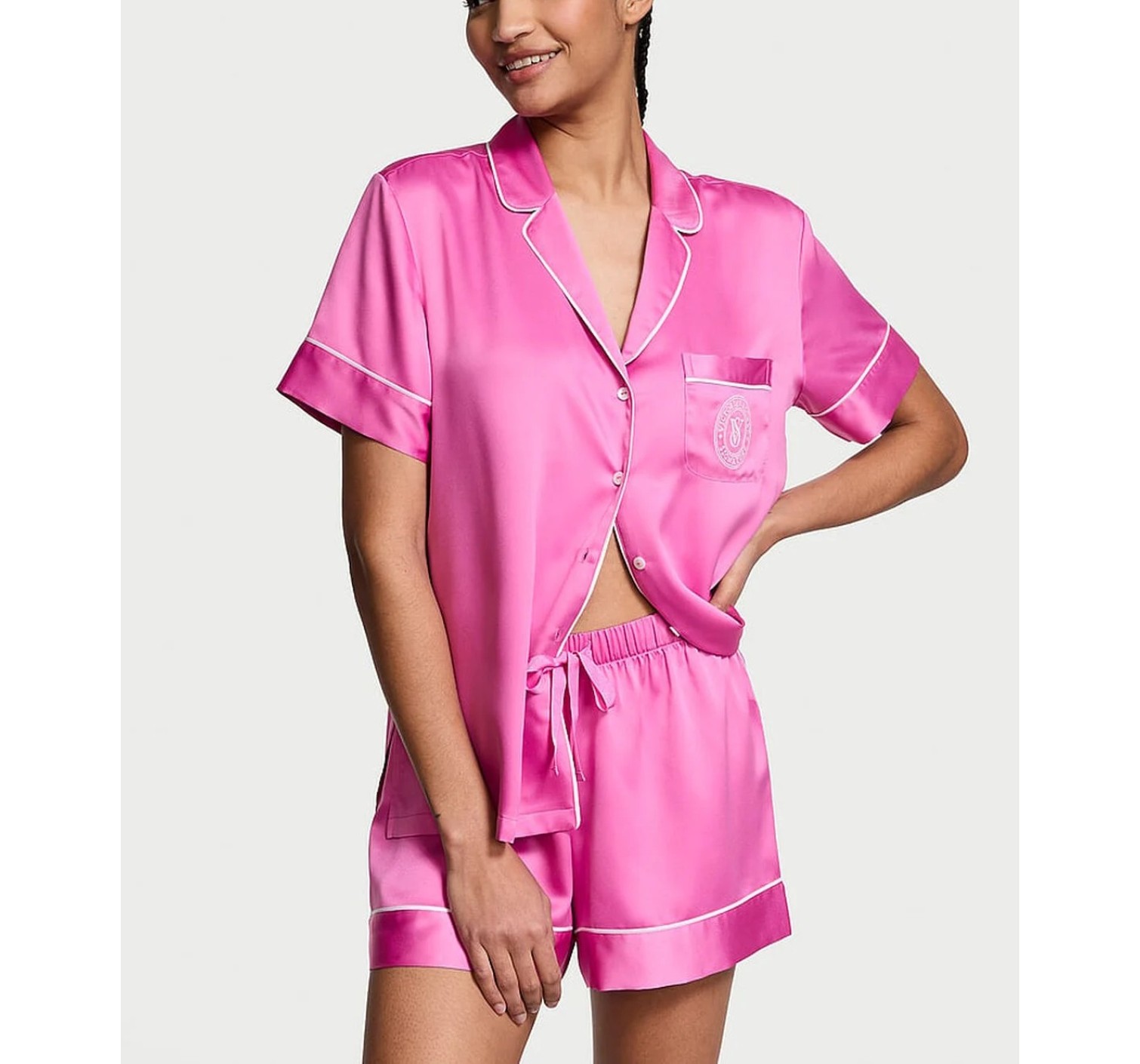 Пижама Signature Satin Logo Short Pajama Set Fucsia