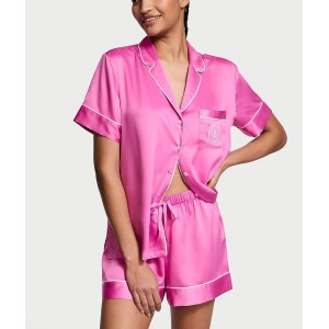 Пижама Signature Satin Logo Short Pajama Set Fucsia