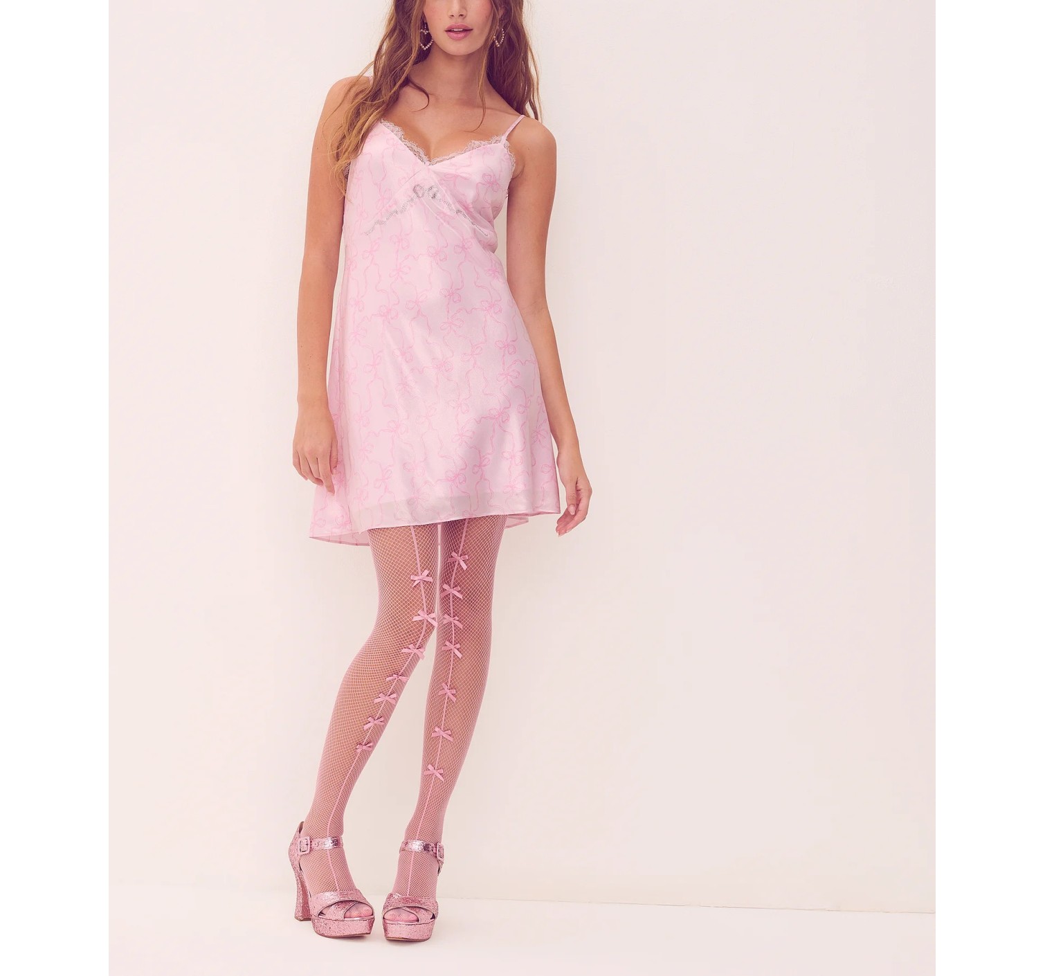 Пеньюар PINK x LoveShackFancy Satin Mini Dress