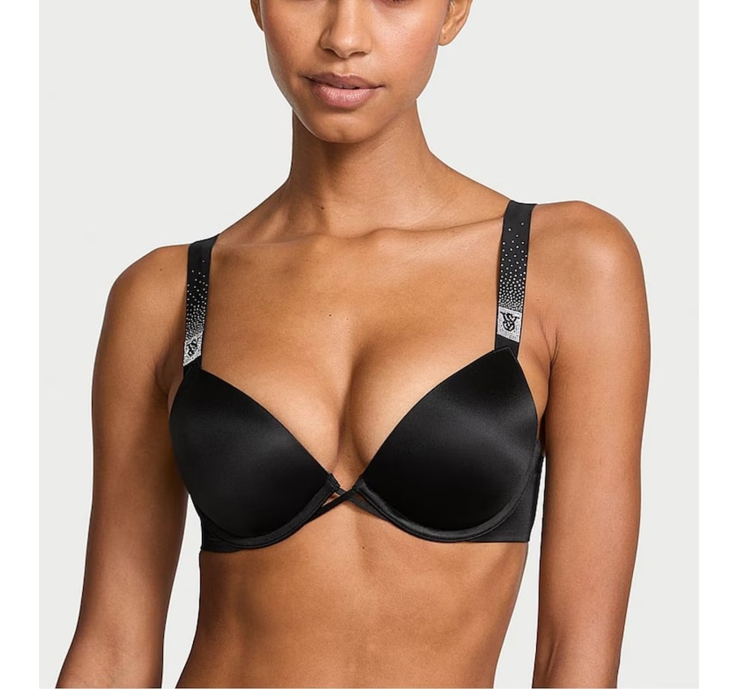 Комплект Push Up Scattered Shine Strap Bra Thong Set Black